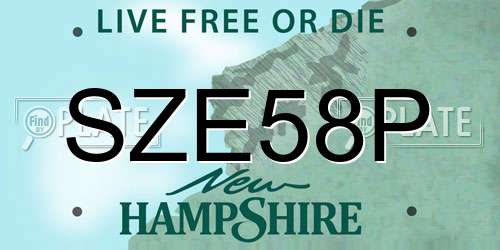 SZE58P New Hampshire License Plate