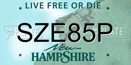 SZE85P New Hampshire License Plate