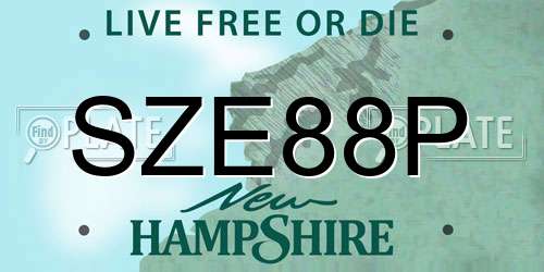 SZE88P New Hampshire License Plate