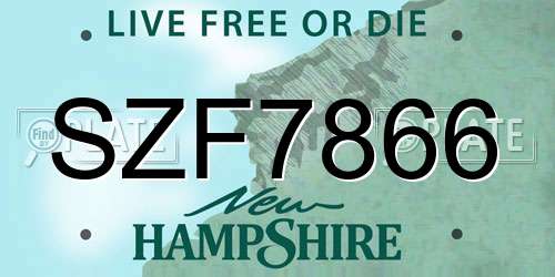 SZF7866 New Hampshire License Plate