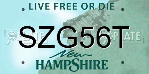SZG56T New Hampshire License Plate