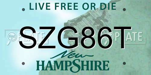 SZG86T New Hampshire License Plate