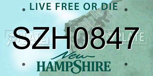 SZH0847 New Hampshire License Plate