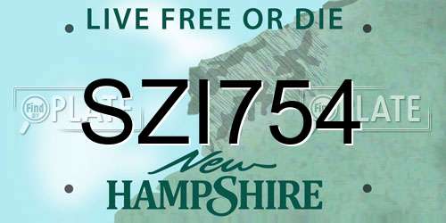 SZI754 New Hampshire License Plate