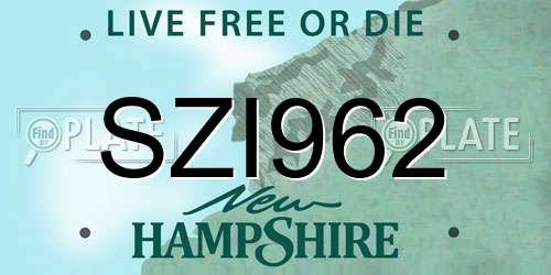 SZI962 New Hampshire License Plate
