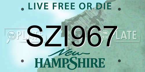 SZI967 New Hampshire License Plate