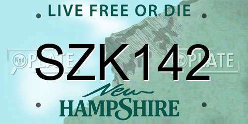 SZK142 New Hampshire License Plate