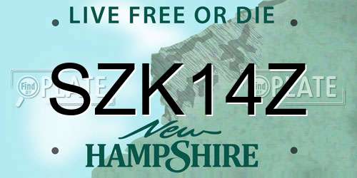 SZK14Z New Hampshire License Plate