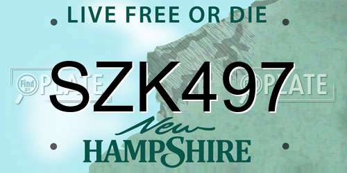 SZK497 New Hampshire License Plate