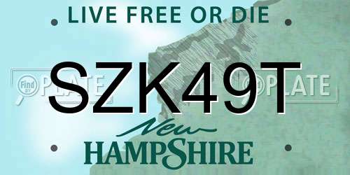 SZK49T New Hampshire License Plate