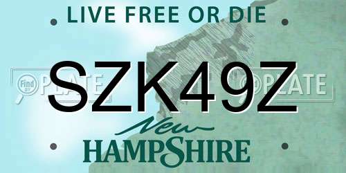 SZK49Z New Hampshire License Plate