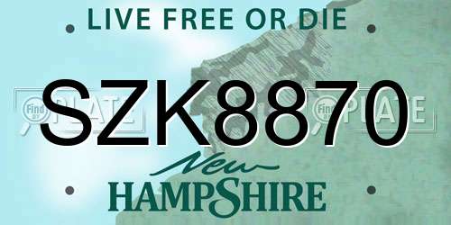 SZK8870 New Hampshire License Plate
