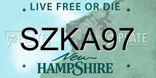 SZKA97 New Hampshire License Plate