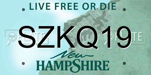 SZKQ19 New Hampshire License Plate