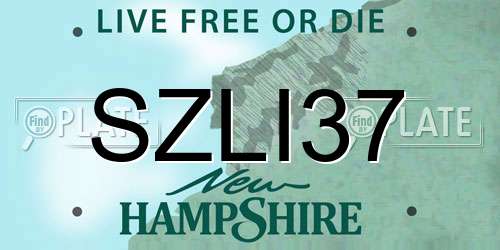SZLI37 New Hampshire License Plate