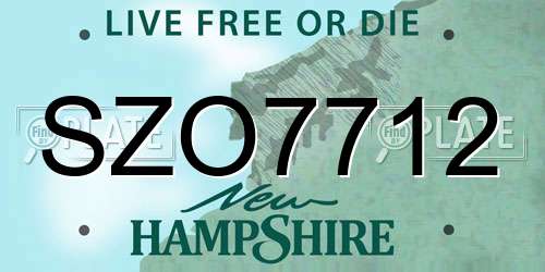 SZO7712 New Hampshire License Plate