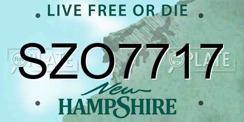 SZO7717 New Hampshire License Plate