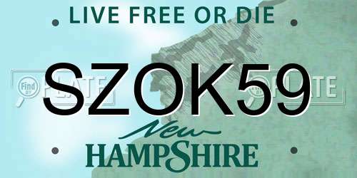 SZOK59 New Hampshire License Plate