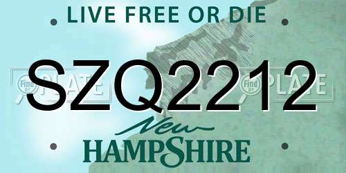SZQ2212 New Hampshire License Plate