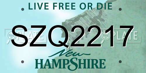 SZQ2217 New Hampshire License Plate