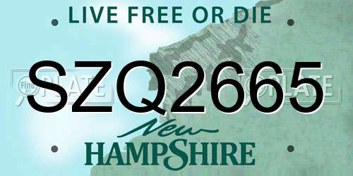 SZQ2665 New Hampshire License Plate
