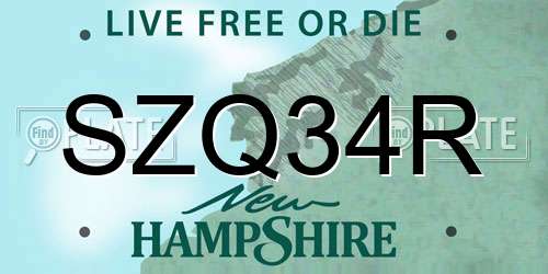 SZQ34R New Hampshire License Plate