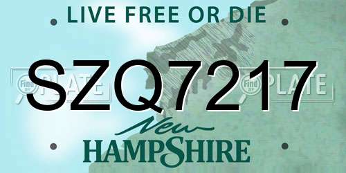 SZQ7217 New Hampshire License Plate