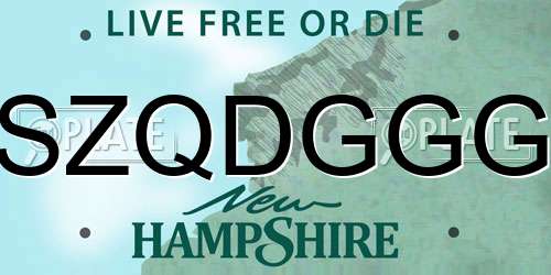 SZQDGGG New Hampshire License Plate