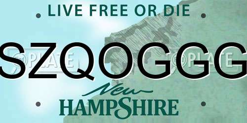 SZQOGGG New Hampshire License Plate