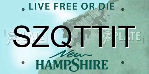SZQTTIT New Hampshire License Plate