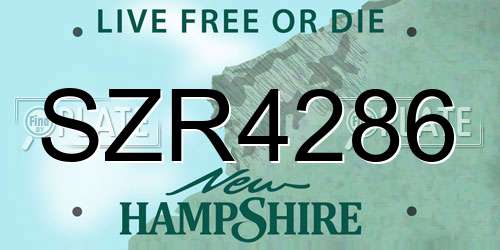 SZR4286 New Hampshire License Plate