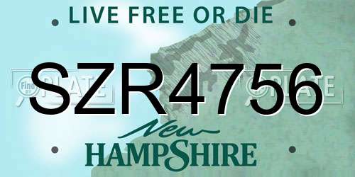 SZR4756 New Hampshire License Plate