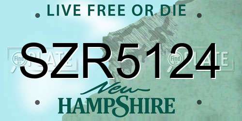 SZR5124 New Hampshire License Plate