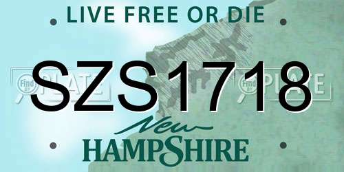 SZS1718 New Hampshire License Plate