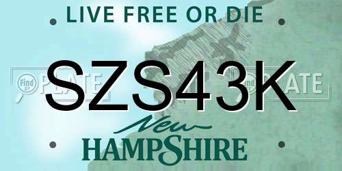 SZS43K New Hampshire License Plate