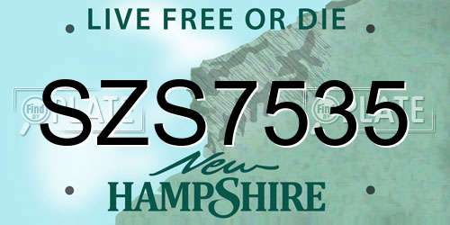 SZS7535 New Hampshire License Plate