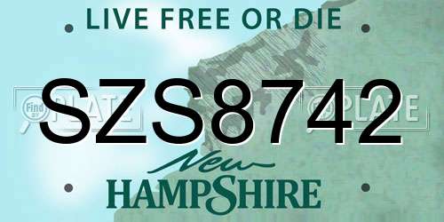 SZS8742 New Hampshire License Plate