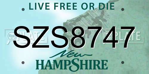 SZS8747 New Hampshire License Plate