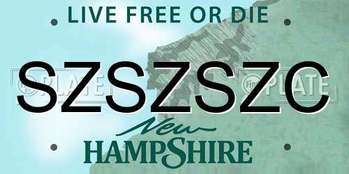 SZSZSZC New Hampshire License Plate