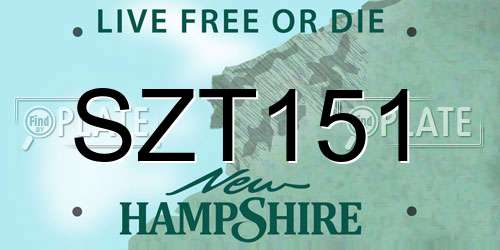 SZT151 New Hampshire License Plate