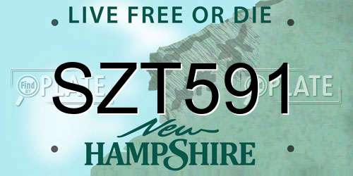 SZT591 New Hampshire License Plate