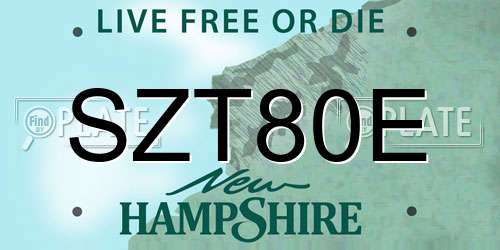 SZT80E New Hampshire License Plate