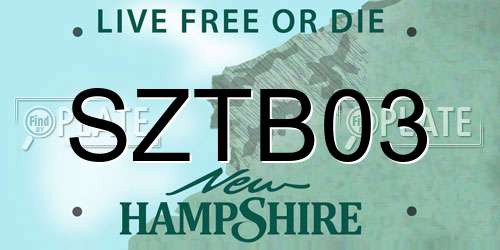 SZTB03 New Hampshire License Plate