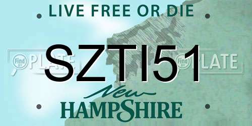 SZTI51 New Hampshire License Plate