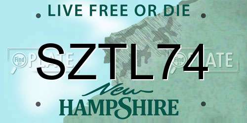 SZTL74 New Hampshire License Plate