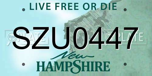 SZU0447 New Hampshire License Plate