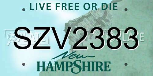 SZV2383 New Hampshire License Plate