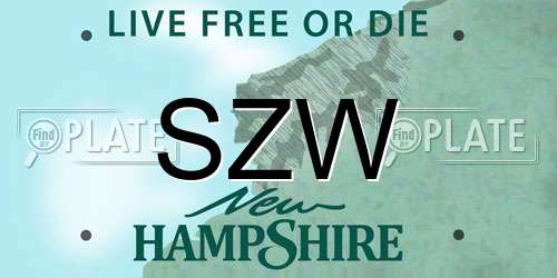 SZW New Hampshire License Plate