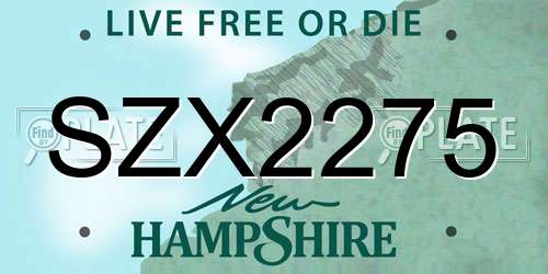 SZX2275 New Hampshire License Plate