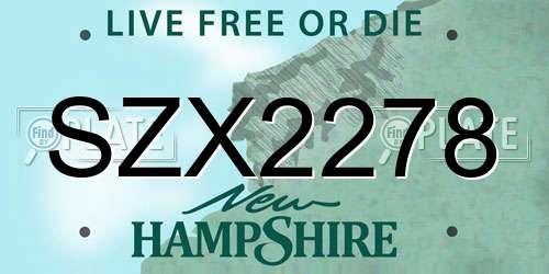 SZX2278 New Hampshire License Plate